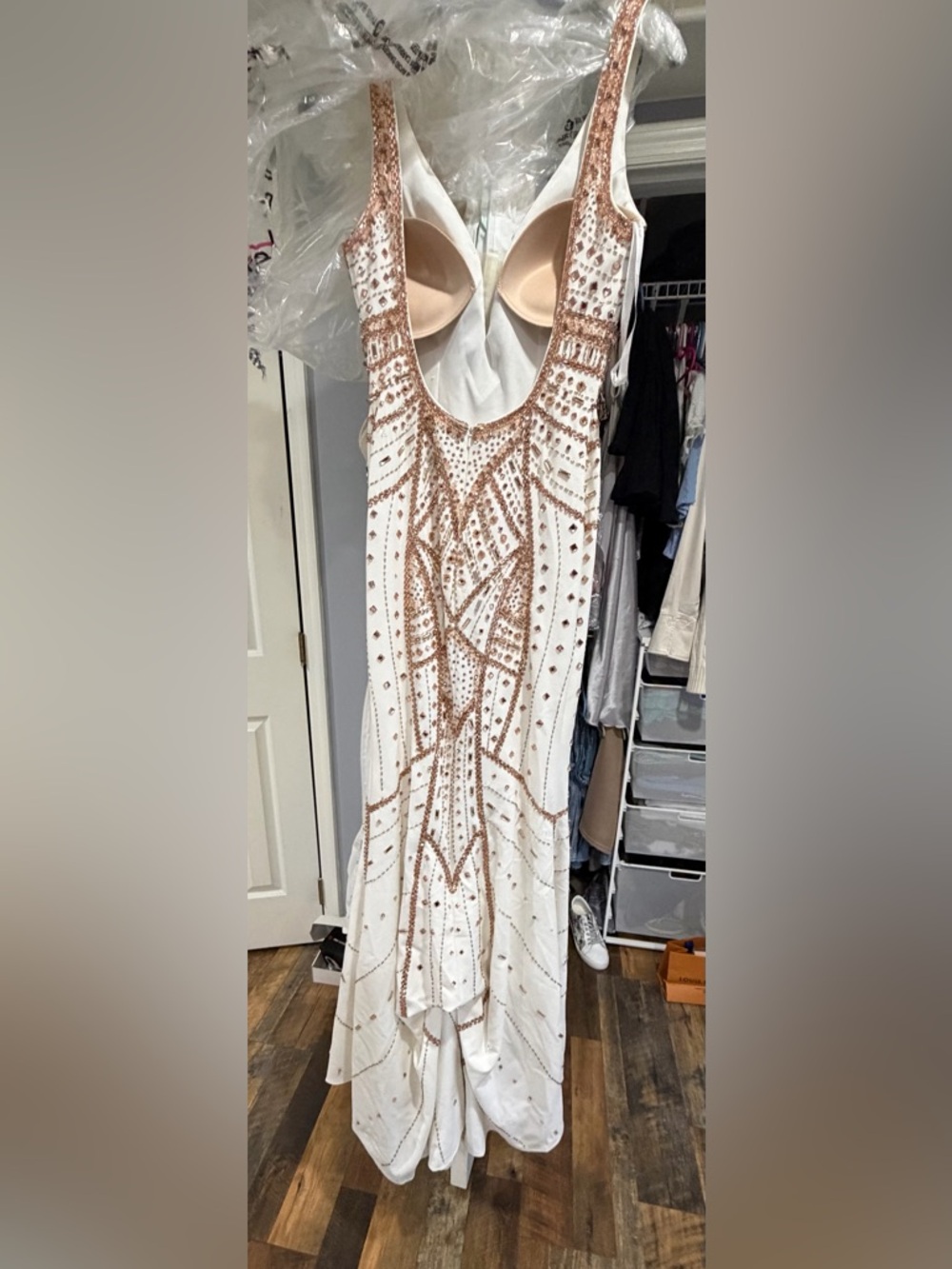 Tony Bowls Gown with Rose Gold Beading - Picture 2 of 5